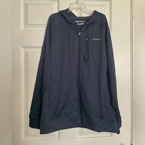 Eddie Bauer Mens size Medium Dark Blue Navy Polyester Hoodie